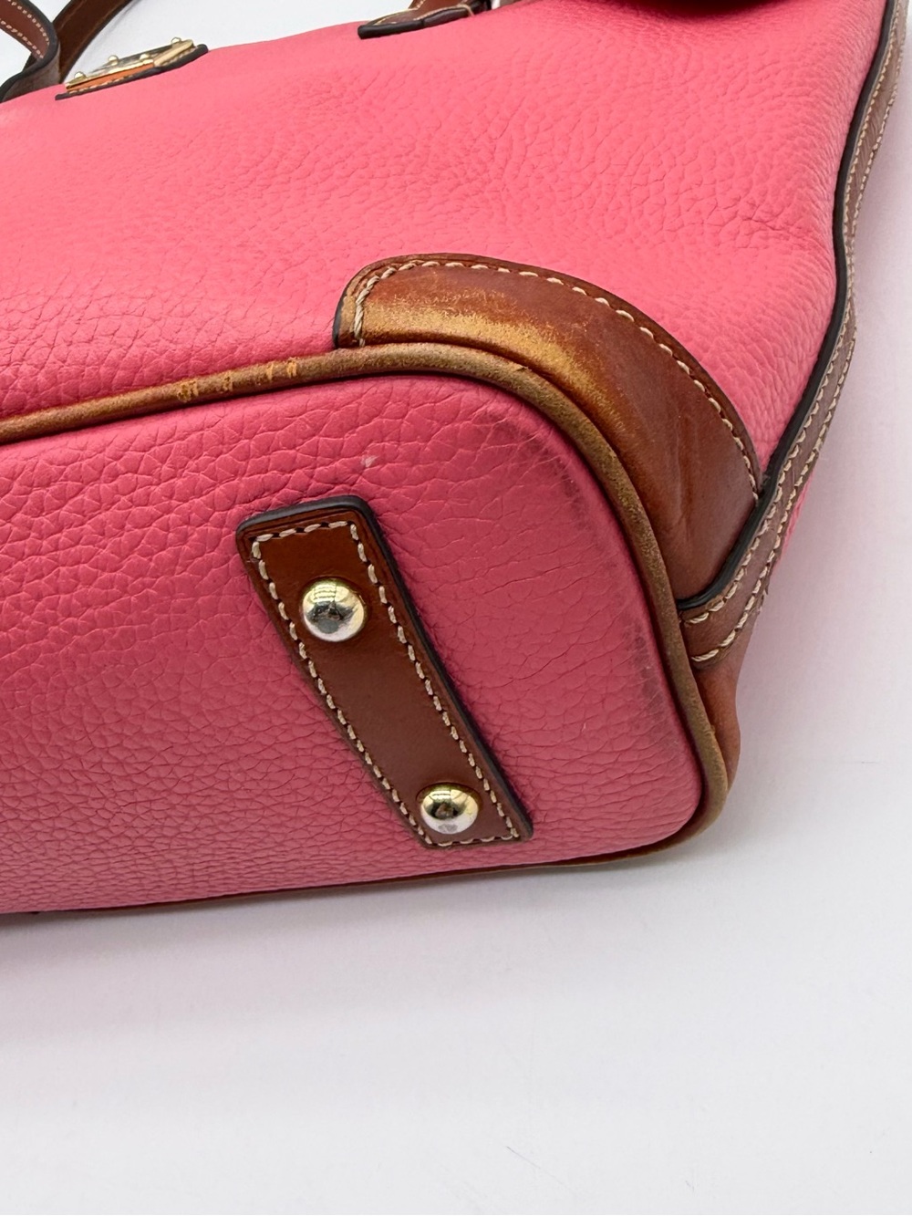 Dooney & Bourke Charleston Leather Tote Shoulder Bag Charm Bubble Gum Zip Large - Picture 8 of 14